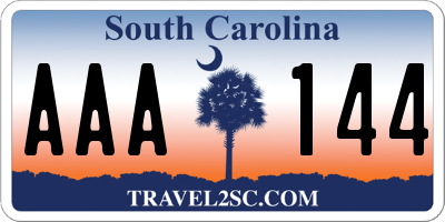 SC license plate AAA144