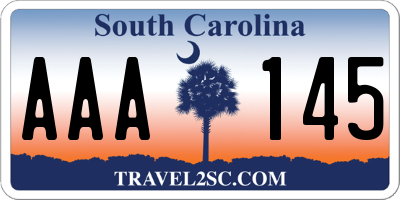 SC license plate AAA145