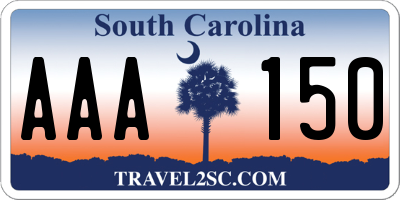 SC license plate AAA150