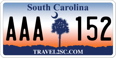 SC license plate AAA152