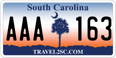 SC license plate AAA163