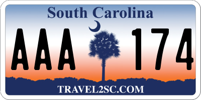 SC license plate AAA174