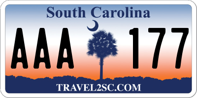 SC license plate AAA177