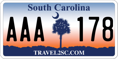 SC license plate AAA178