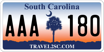 SC license plate AAA180