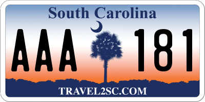 SC license plate AAA181