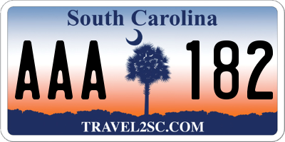 SC license plate AAA182