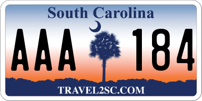 SC license plate AAA184