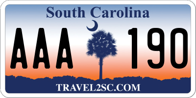 SC license plate AAA190