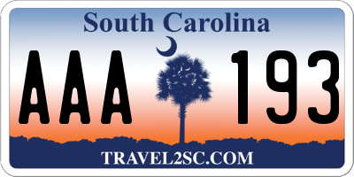 SC license plate AAA193