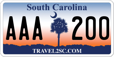 SC license plate AAA200