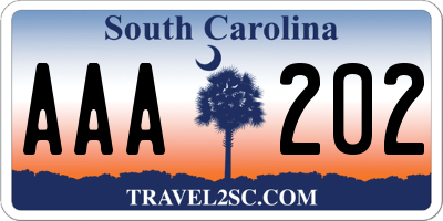 SC license plate AAA202