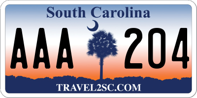 SC license plate AAA204