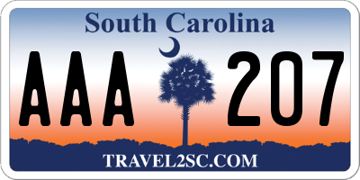 SC license plate AAA207