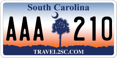 SC license plate AAA210