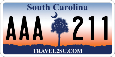 SC license plate AAA211