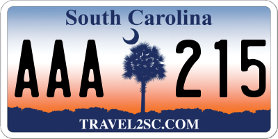 SC license plate AAA215