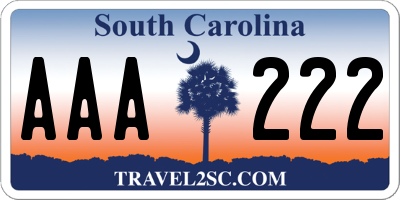 SC license plate AAA222