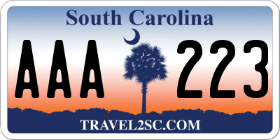 SC license plate AAA223