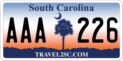 SC license plate AAA226