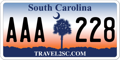 SC license plate AAA228