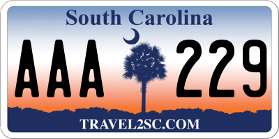 SC license plate AAA229