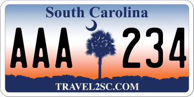 SC license plate AAA234