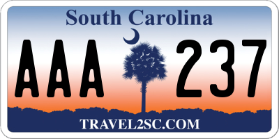 SC license plate AAA237