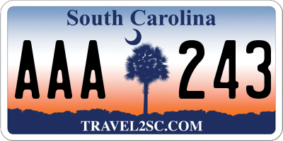 SC license plate AAA243