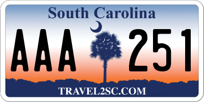 SC license plate AAA251