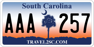 SC license plate AAA257