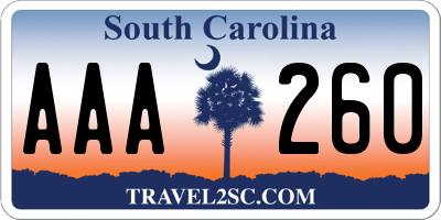 SC license plate AAA260