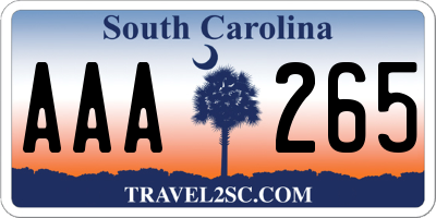 SC license plate AAA265