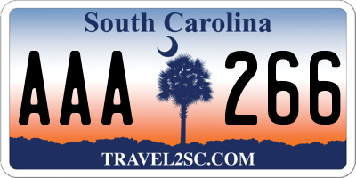 SC license plate AAA266