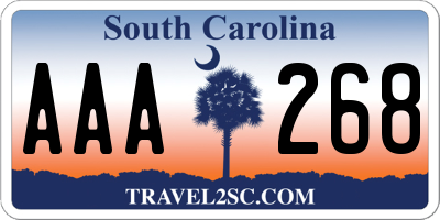 SC license plate AAA268