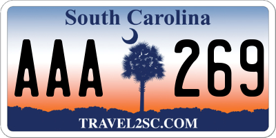 SC license plate AAA269