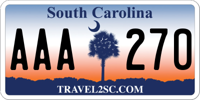 SC license plate AAA270