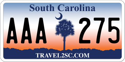 SC license plate AAA275