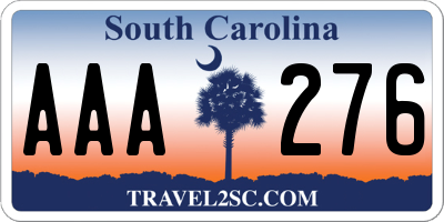 SC license plate AAA276