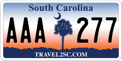 SC license plate AAA277