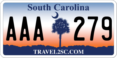 SC license plate AAA279