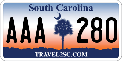 SC license plate AAA280