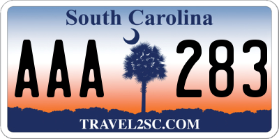 SC license plate AAA283