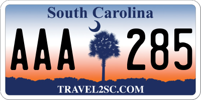 SC license plate AAA285