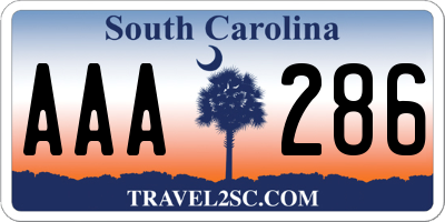 SC license plate AAA286