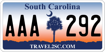 SC license plate AAA292