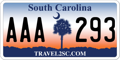 SC license plate AAA293