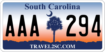 SC license plate AAA294