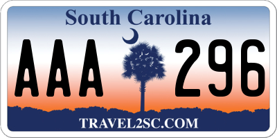 SC license plate AAA296