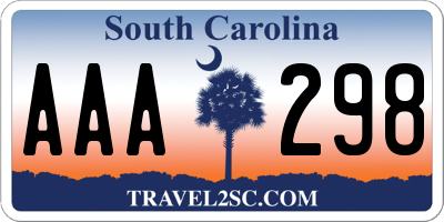 SC license plate AAA298